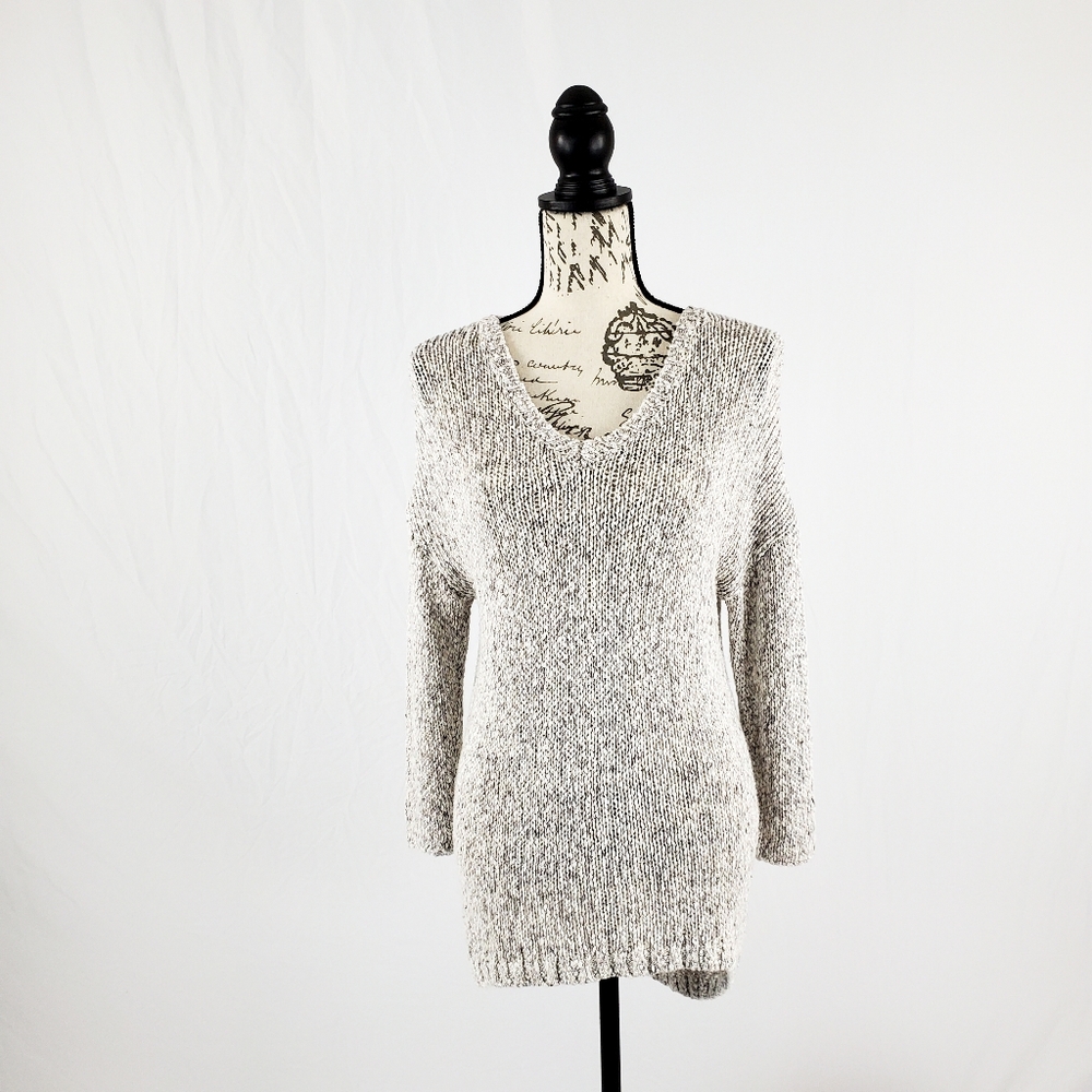 Lucky Brand Tunic Gray White Sweater Size Small